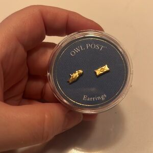 New in Box.  Alex and Ani Harry Potter Owl Post gold plated stud earrings.
